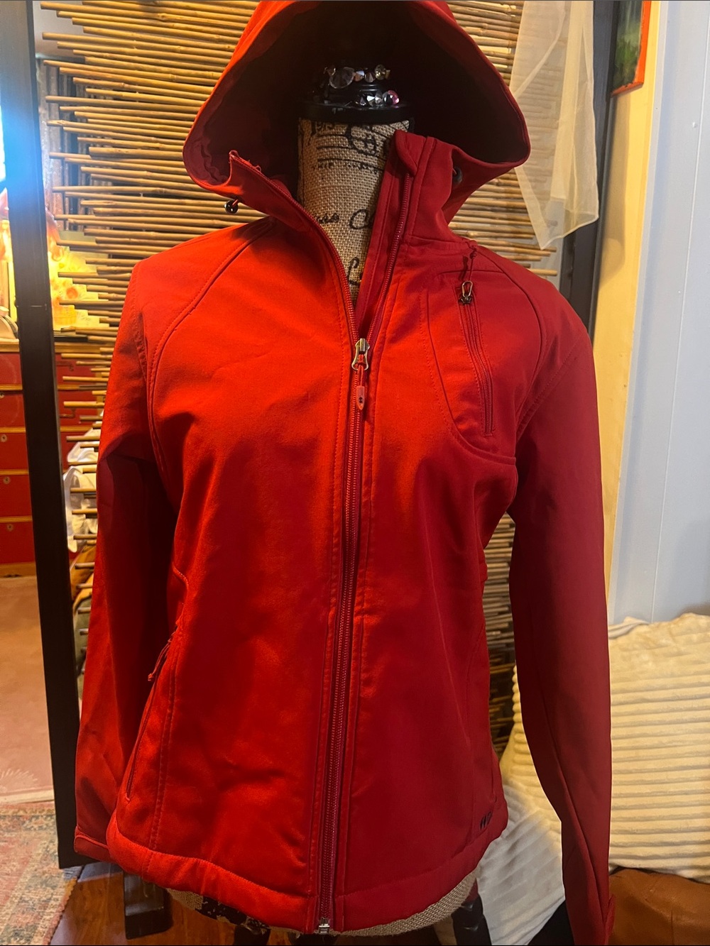 Women’s Red Hooded Ski Softshell Jacket